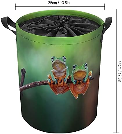 Nudquio Tree Frog, cesta de lavanderia de sapo voador com tampa de fechamento de cordão e lida com o cesto de armazenamento para o escritório do quarto