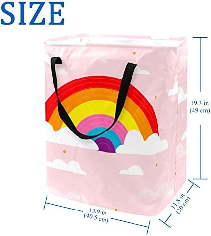 Ndkmehfoj arco -íris cestas de lavanderia rosa cestas de roupas sujas de roupas sujas de roupas dobráveis ​​coloridas para suportes destacáveis ​​para casa