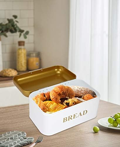 Caixa de pão xbopetda para balcão de cozinha, recipiente de armazenamento de alimentos seco, lixeira de pão de aço inoxidável - ideal para armazenar pão, pães de jantar, bolos, assados ​​e pão caseiro