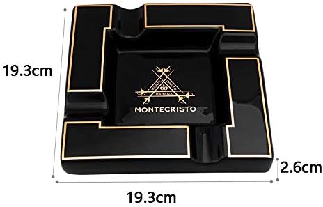 Yuanflq Ashtray para maconha de cerâmica de cerâmica cinza -cigarros europeus de 7,59 preto de mesa de mesa de mesa para interno, externo, pátio, casa, uso de escritório, porcelana Fumando Greia