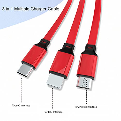 Cabo de carregamento múltiplo Ashata, 3 em 1 cabo de carregador USB retrátil, adaptador de cabo de carregamento de carregamento