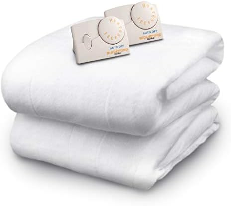 Biddeford Cobertores Poltos de colchão aquecido de poliéster com controlador analógico, rei, branco