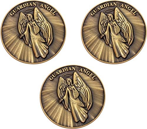 Coin Cristão do Anjo Guardian, Pacote em massa de 3, Passe por Token de Garantia e Paz, Folhetos para Escola Dominical ou Igreja
