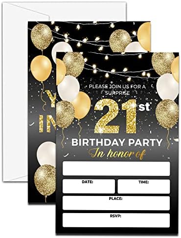UTESG 21st Gold Birthday Party Convites, convites de aniversário para homens, convite de aniversário de festa de ouro,
