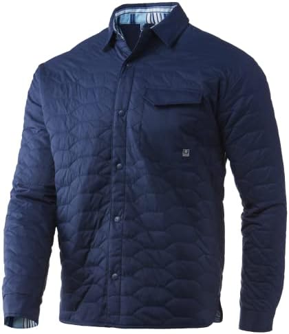 Shacket de colcha de tarpon huk masculino | Camisa e jaqueta de botão