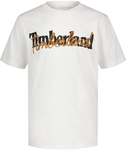 T-shirt de gola gráfica de manga curta de meninos de meninos de Timberland