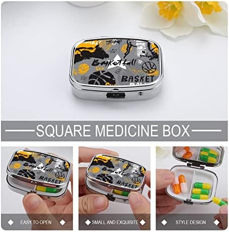 Caixa de basquete da caixa de comprimidos Basketball Pill Pill Recectador portátil Caixa diária de pílula Caixa de armazenamento de medicamentos 2.2x1.6in