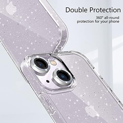 Design de estojo de brilho JASMEAS para iPhone 14 com protetor de tela [2 pacote] e [2 pacote] protetor de lente da câmera, PC brilhante PC
