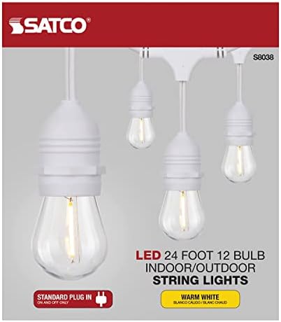 SATCO S8038 LED LUZES INTERIOR/EXTERIORIAS, BRANCAS, S14 BULS, 24 pés