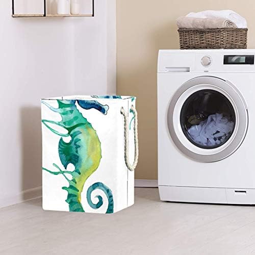 Ndkmehfoj Seahorse lavanderia cestas de cestas à prova d'água Cortador de roupas sujas dobrável Manunha macia colorida para suportes