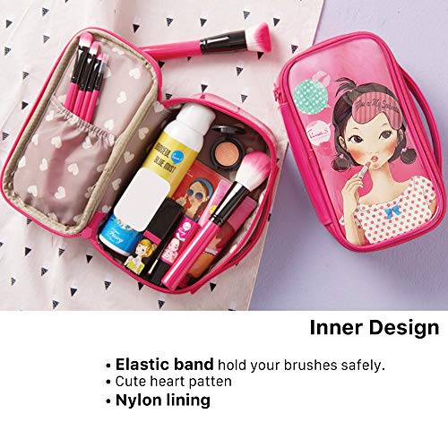 Fask Korean Beauty Handle Handle Bolsa Viagem resistente à água no Go Zipper feminino Girls Nylon Caso para cosméticos,