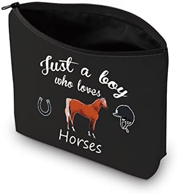 CMNIM Cavalos Presentes para meninos Bolsa de maquiagem de cavalos Apenas um garoto que adora cavalos amantes Presentes Cavalos Cosméticos