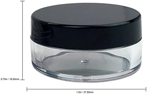Beauticom 10g/10ml Round Clear frascos com tampas pretas para loção, cremes, toners, protetores labiais, amostras de maquiagem