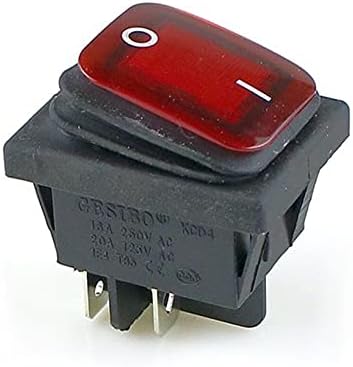 Scruby KCD4 Black Red Green Green Rocker Switch Power Switch 2 Posição em 4 pinos com luz 16A 250VAC/20A 125VAC