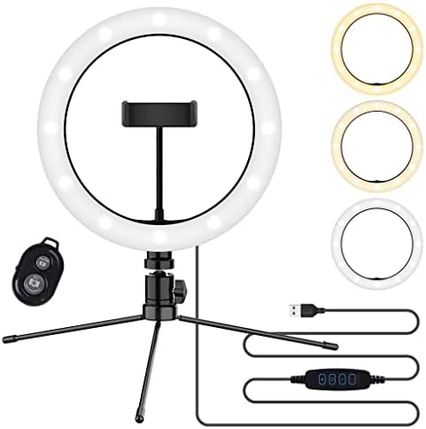 Anel de selfie brilhante Tri-Color Light Compatível com seu Xolo Q500S IPS 10 polegadas com remoto para transmissão