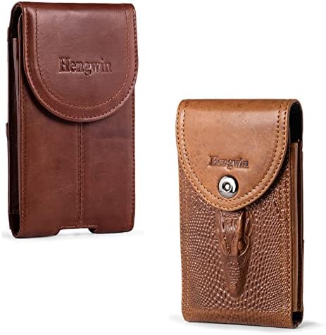 Hengwin 2 Pacote de couro genuíno coldres de celular Casos de cinto bolsas de cintura com loop de correia de correia compatível