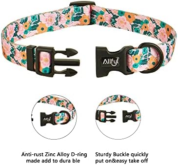 Allfyl Dog Collar for Grand Dogs Floral Dog Collars com Redação de fivela de fivela de fivela macia de fivela suave