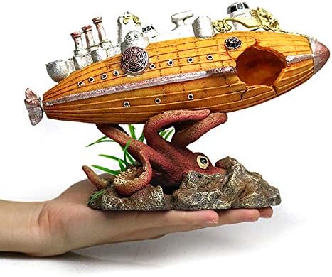 OMEM Aquarium Battleship Decorations Octopus Fish Tank Creative Subwater Landscape Ornament Ambientes Exóticos Amarelo