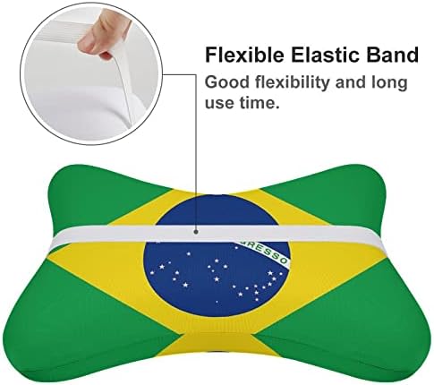 Travesseiro de pescoço do carro da bandeira brasileira 2 PCs