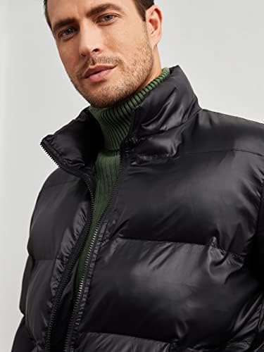 Jackets QYIQU para homens - Men Slant Pockets Puffer Casat