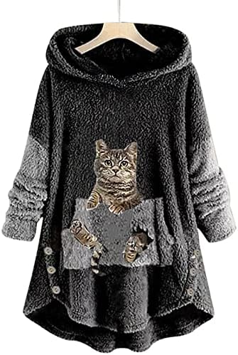 Moda de outono feminino 2022 Moletom de lã Fuzzy Capuz