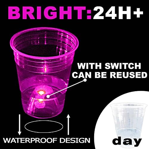 Mishunyus 40 PCs Glow Party Cups, favores de copo de plástico de 16 oz para decoração de suprimentos de festa de neon, brilho na