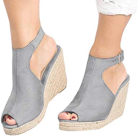 Sandálias de cunha aniywn para mulheres sandálias de fivela de tornozelo