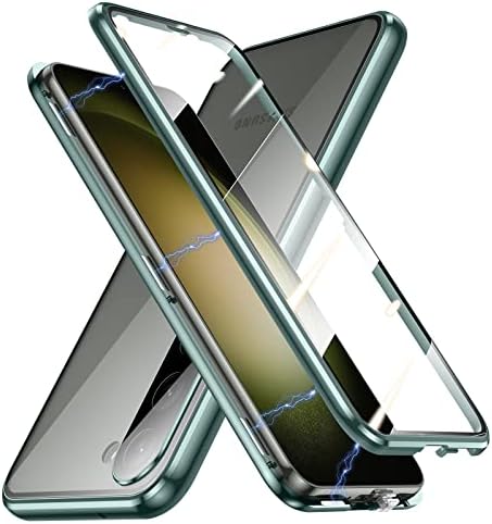 Jonwelsy Case for Samsung Galaxy S23 Plus, 360 graus de proteção de vidro de vidro de vidro limpo de 360 ​​graus Tampa
