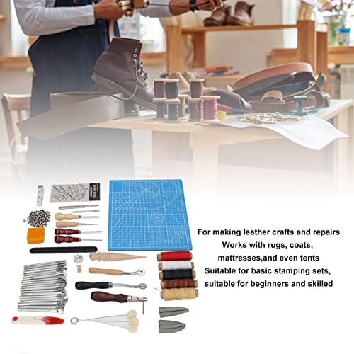 Ferramentas de couro, ferramentas de trabalho de couro e suprimentos com bolsa de armazenamento para fabricação de artesanato de couro