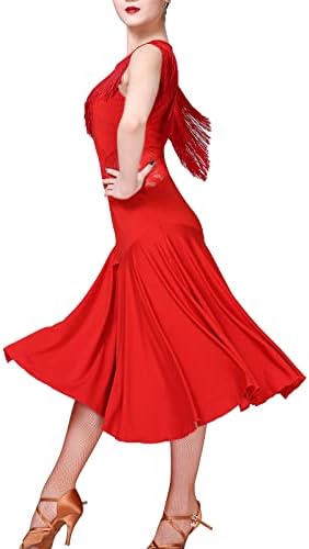Vestido de dança do salão para mulheres com renda com disposição de dança latina comestido moderno valsa de valsa de salsa latina