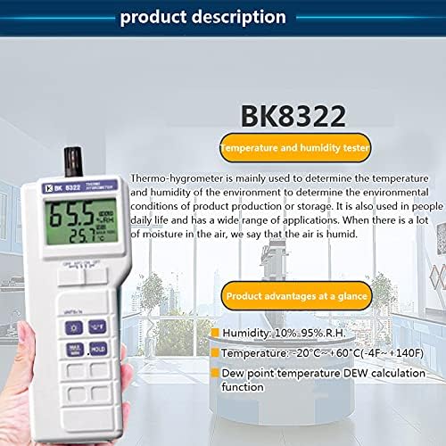 BK8322 Termômetro e higrômetro, temperatura e umidade Medidor de ponto de orvalho, instrumento de medição de temperatura e umidade,
