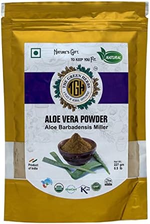 TGH - As ervas verdes Organic Aloe Vera Powder | Aloe barbadensis, ervas puras naturais e ayurvédicas para cuidados com o cabelo e a pele