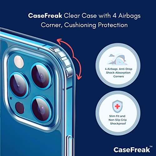 Case de Casefreak Clear para iPhone 12 mini com anel magnético, compatível com acessórios para seguros de mag, estojo de proteção anti-amarelo