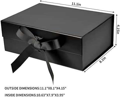Caixas de presente dobráveis ​​11x8x4 polegadas, caixa de presente dobrável e de fechamento magnético com tampas, caixa de presente