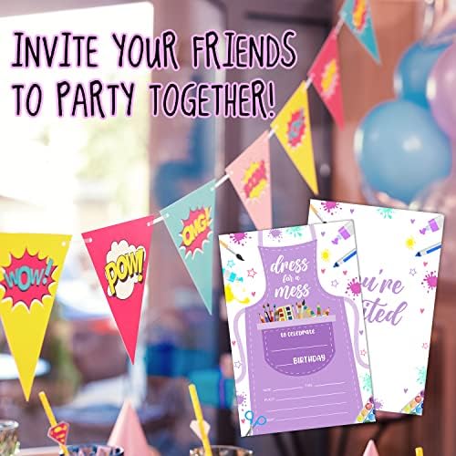 Cartões de convite de aniversário da LWBEO, convites de festa de pintura de arte, suprimentos para decorações de festas de feliz aniversário