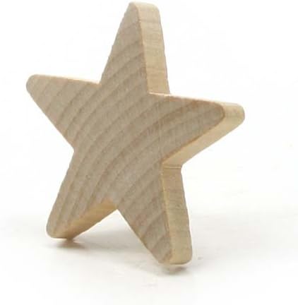 MyLittlewoodshop PKG de 50 - estrela - 1 polegada de altura por 1 polegada de largura e 3/16 polegadas de espessura de madeira inacabada