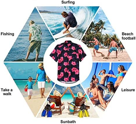 Camisas masculinas de mangas curtas de verão camisas tropicais casuais de férias floral praia aloha havaí camisa