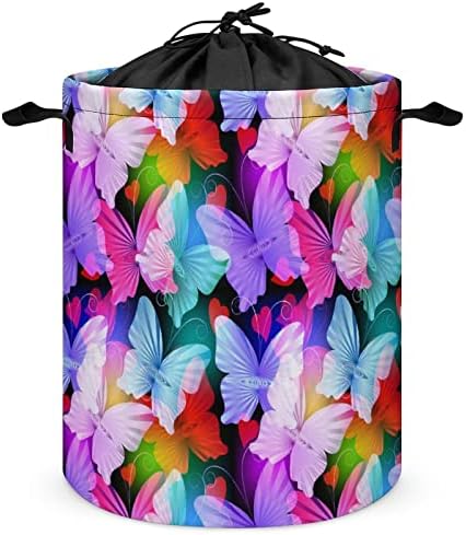 Colorido colorido cesto de lavanderia dobrável de borboleta
