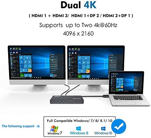 WAVLink USB C 5K/ Duneidade universal dupla 4K com cobrança de entrega de energia de 65W pelo laptop Thunderbolt 3, USB 3.0 Dock Dual