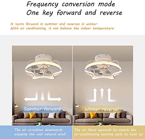 Cutyz Fan reversível com luz de teto e controle remoto silencioso 6 velocidades quarto quarto limpo LED LEITO LUZ