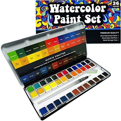 Conjunto profissional de tintas em aquarela adulto 36 cores de água para adultos kit de pintos colorido 36 PC Paleta de aquarela com escova | Tintas para pintar a água com água portátil