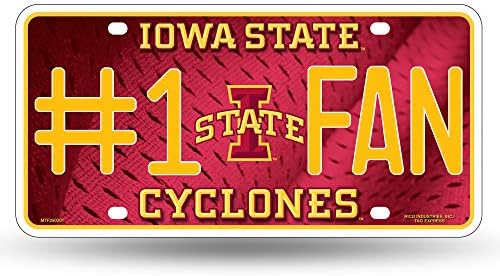 NCAA RICO Industries #1 Fan Metal Plate Tag, Iowa State Cyclones, 6 x 11,5 polegadas