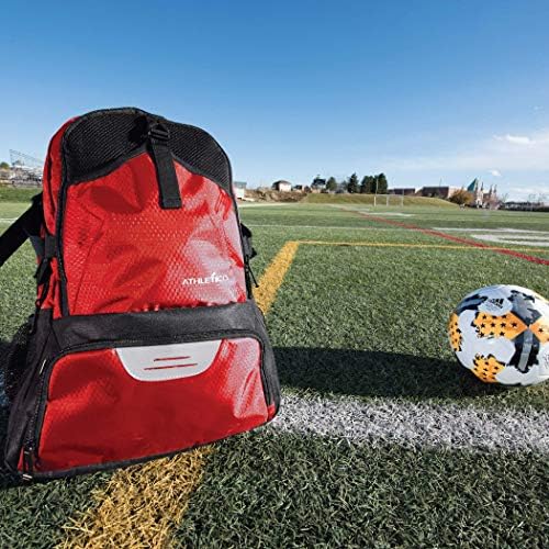 Bolsa de futebol nacional do Athleto - Mochila para futebol, basquete e futebol inclui suporte separado de chuteira e bola