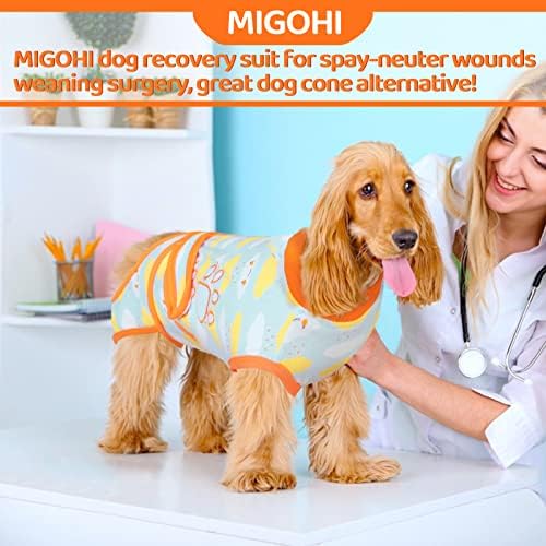 Migohi Dog Recovery Suit, traje de recuperação de cirurgia para cães para spay neutral ferimentos desmame, alternativa de colar
