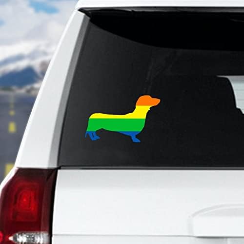 Decalques de cães arco -íris de carro de cachorro dachshund para carros orgulho gay orgulho lgbtq vinil adesivos decalques de pára -choques engraçados para carros adesivos personalizados para laptop de carro