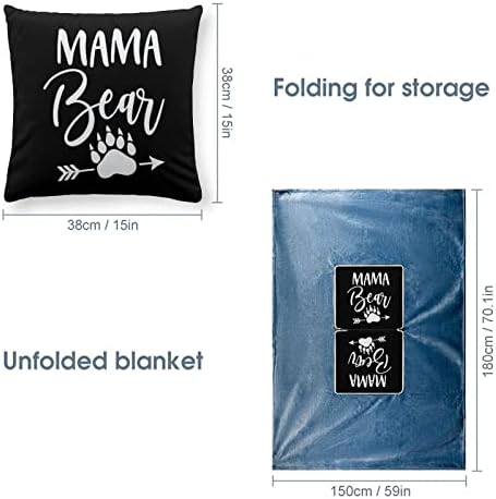 Mama Bear Travel Blanket Soft and Cosy Flanel Pillow e jogue combinar dois em um para o carro de acampamento de trem de avião