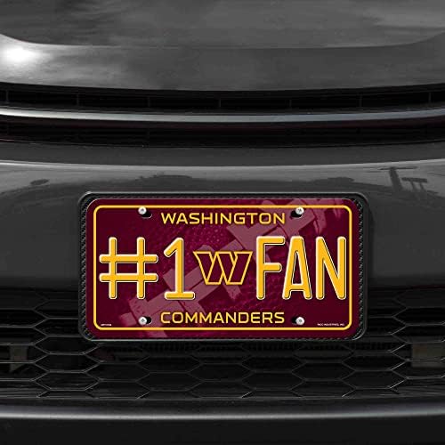 RICO INDUSTRIES NFL WASHINGTON Comandantes 1 Fan 1 Fan Metal Auto Tag 8.5 x 11 - Ótimo para caminhão/carro/SUV