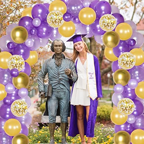 Decorações de graduação 2023 Purple and Gold - Balloon Garland Arch Kit 68 PCs Gabinete Número 2023 Balões de Rospétil