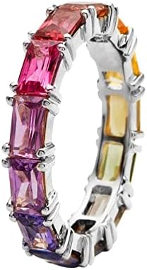 Casamento e engajamento Anéis multi -colorido de zircão feminino jóias de moda simples acessórios populares
