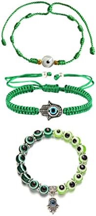 3 PCs coloridos olhos maus olhos pulseira protetora de amuleto pulseira de corda trançada pulseira de pulseira artesanal Bracelets